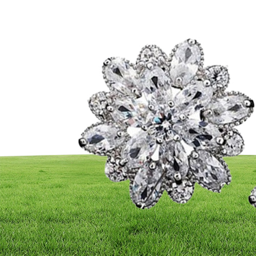 Choucong brinco de gota em forma de flor 5a zircão 925 prata esterlina noivado casamento brincos pendurados para mulheres joias de noiva 3364590