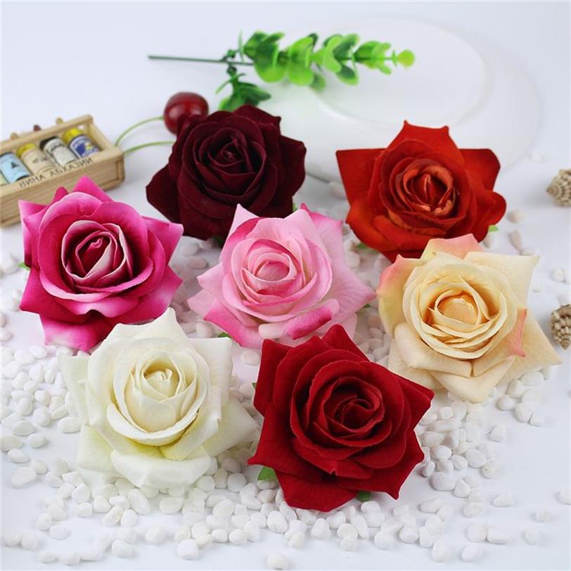 10 pezzi grandi rose di stoffa di velluto teste di fiori artificiali decorazione auto matrimonio natale festa di halloween confezione regalo decor flores237g