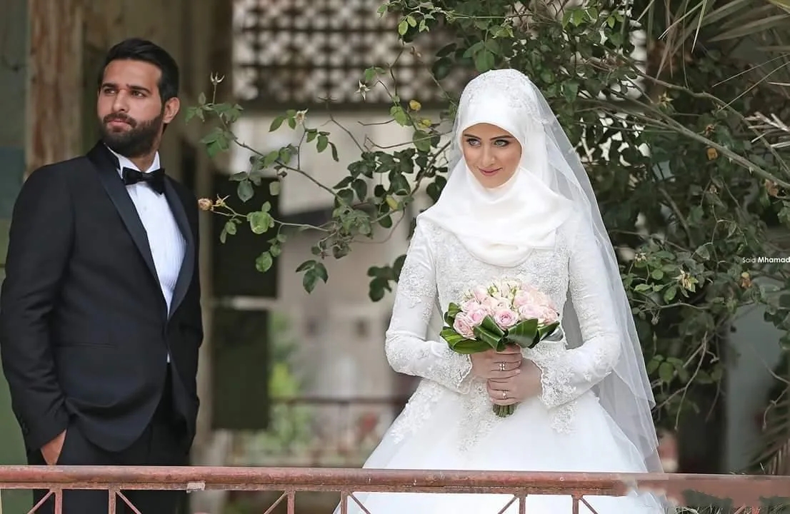 イスラム教徒のウェディングドレスは、Mhamad Lace Winter Bridal Gowns Long Neck Arabic Islamic Aラインのウェディングドレスを言った