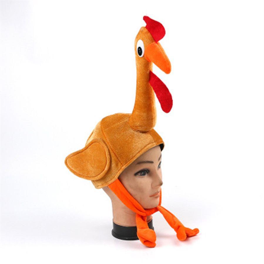 Décorations de Noël adulte enfant mignon tête de poulet masque en peluche coq chapeau ferme animal oiseau fête Halloween costume accessor203i