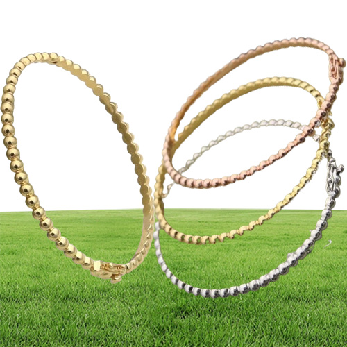 Fashion Classic Lucky Four Leaf Clover Link Chain Beads Bracelet Stainless Steel for 18K Plated Gold Silver Van WomenGirls7231275