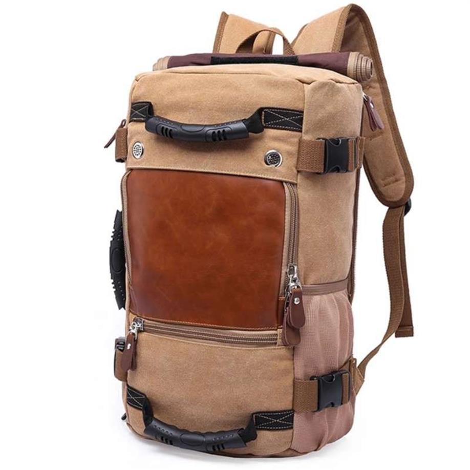 Kaka vintage canvas reizen backpack mannen vrouwen grote capaciteit bagage schoudertassen rugzakken mannelijke waterdichte rugzak bag pack 210248v