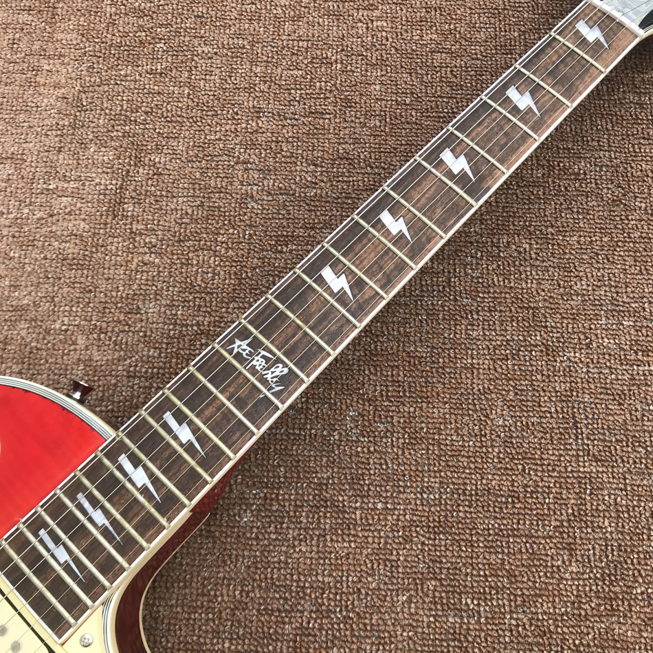 Tienda personalizada Ace Frehley Signature 3 pastillas de guitarra eléctrica, madera de arce flameada de alta calidad, envío gratis