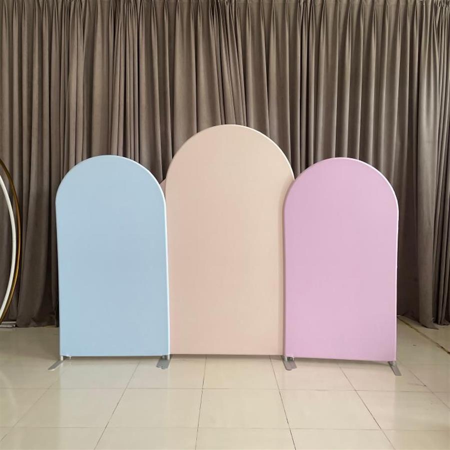 Autres fournitures de fête d'événement Toiles de fond d'arc personnalisées Rose Bleu Beige Blanc Décoration d'anniversaire Couvertures de bannière avec Stands2105