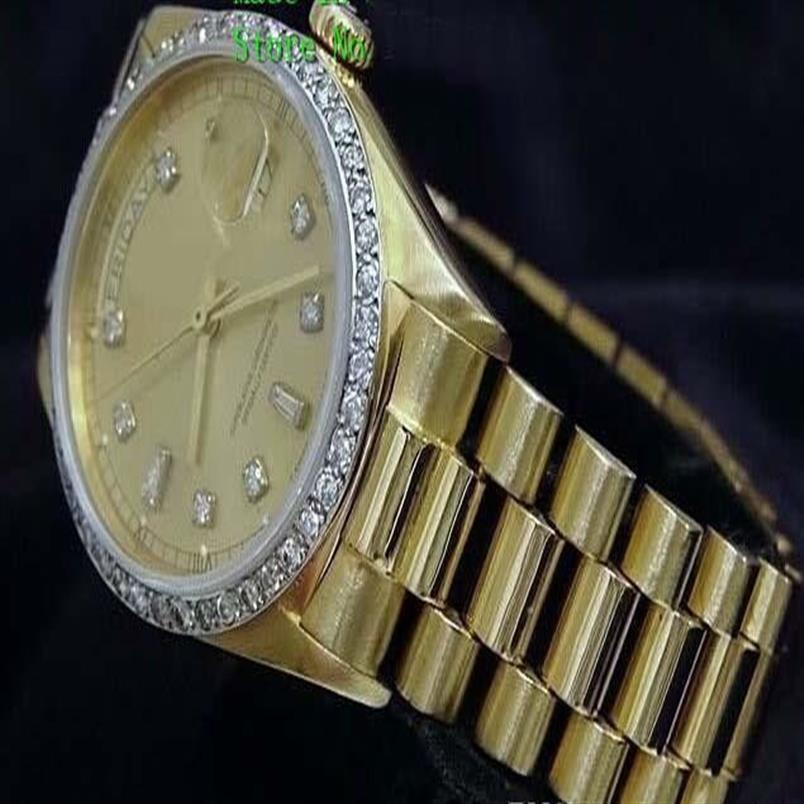 Marca nova qualidade dia-data presidente 18k relógio de ouro amarelo w ouro diamante dial moldura esporte masculino relógios de pulso automático mens289m