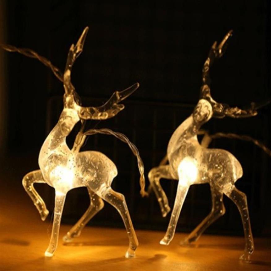 Strings Deer LED String Light 10Led Battery Operated Reindeer Indoor Decoration For Home Christmas Lights Outdoor Xmas Partled ST255Z