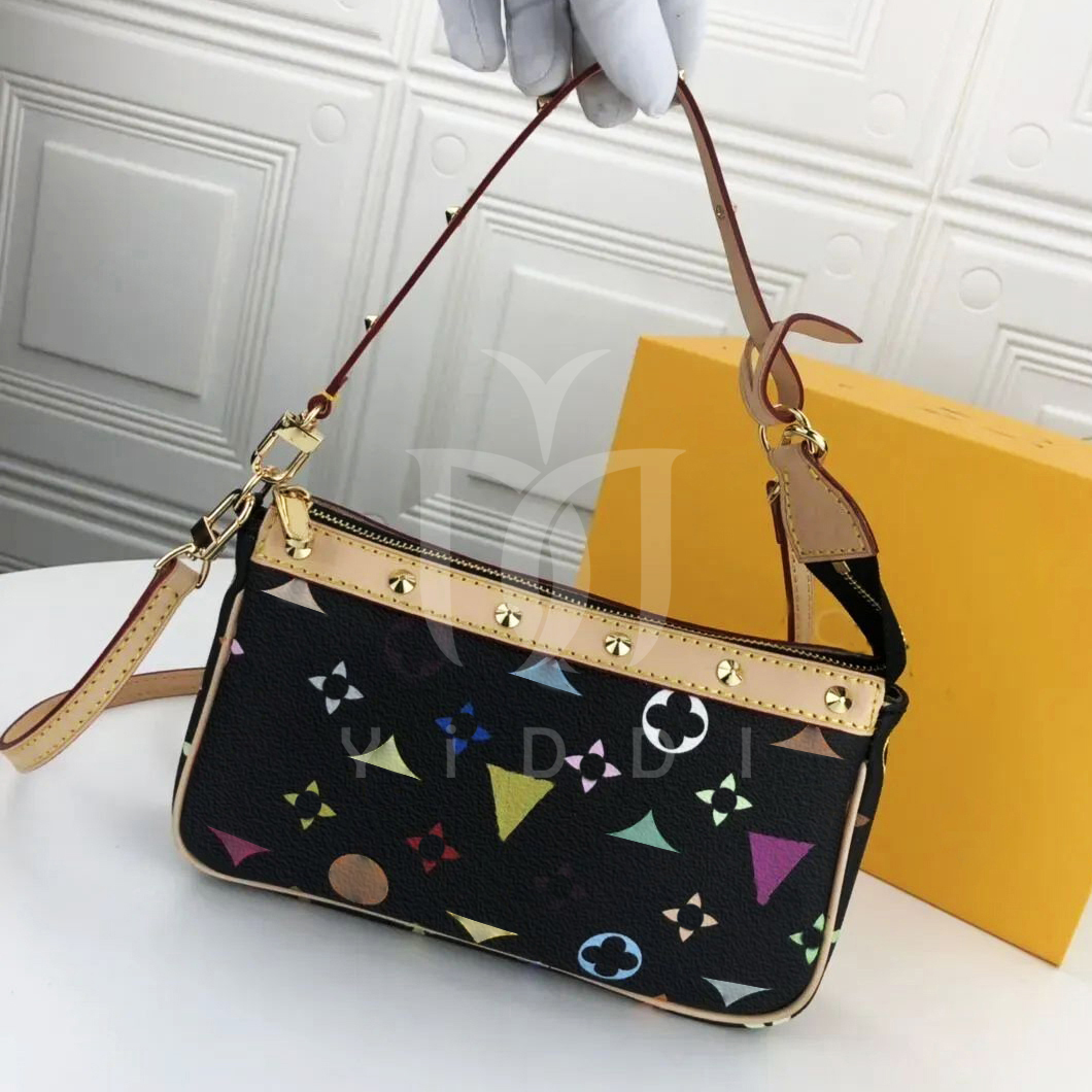 Axelhandväska kvinna lyxdesigner mini crossbody väska färgglad designare väska mahjong väska telefonväska plånbok kvinnor messenger väskor med rem