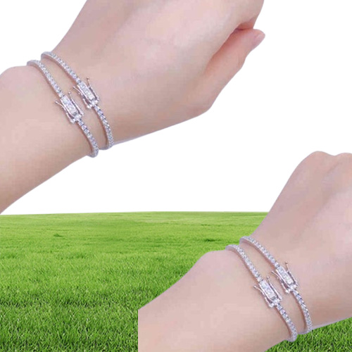 Hiphop One Row 3-5mmcolor Tennis Chain Bracelets for Men 925 Silved Out Moissanite Bracelet Pass Diamond Test6486644