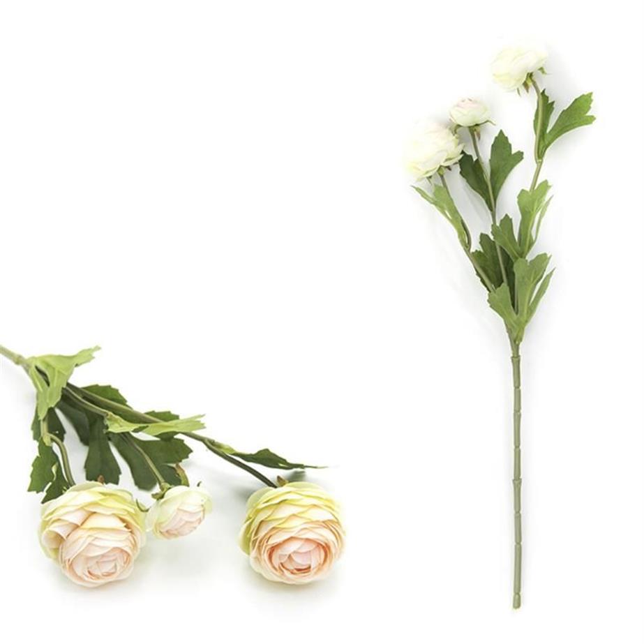 Konstgjorda ranunculus blommor 42 cm långa riktiga beröring glödlampor silkesblomma för bröllopsdekoration dekorativ krans276h