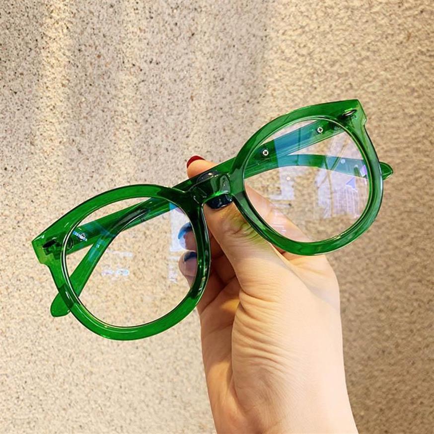 Moda Montature occhiali da sole 2021 Occhiali da vista Oversize Cat Eye Frame Designer Rice Round Donna Trasparente Verde Eyewears2731