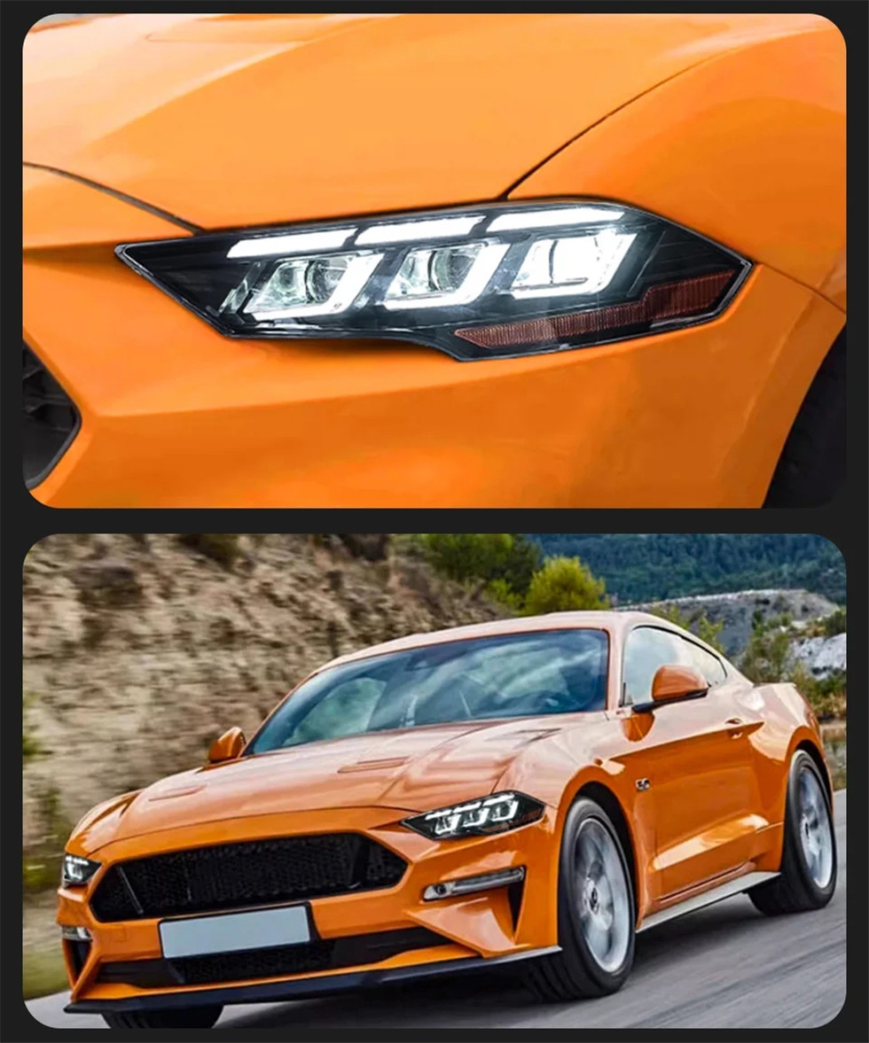 Car Styling Head Lights for Ford Mustang Headlights 20 18-20 22 Mustang LED Headlight Upgrade DRL Hid Bi Xenon Lamp