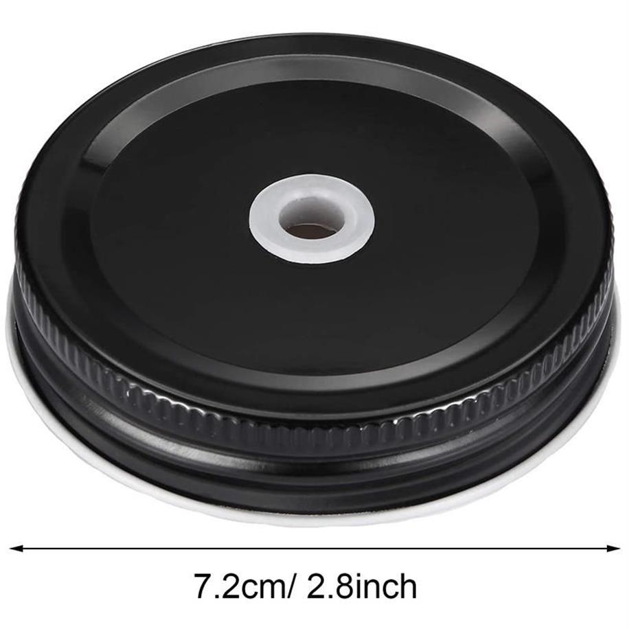 Kitchen Storage & Organization Metal Regular Mouth Mason Jar Lids With Straw Hole Compatible Black 2 8 Inch251c