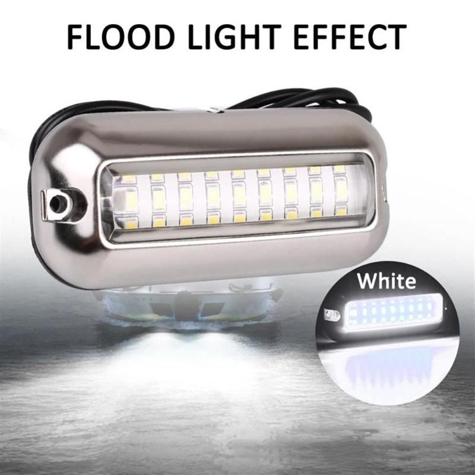 Universal 12v led 27 pontão subaquático de aço inoxidável marinho à prova dwaterproof água barco transom luz branco azul modules250m