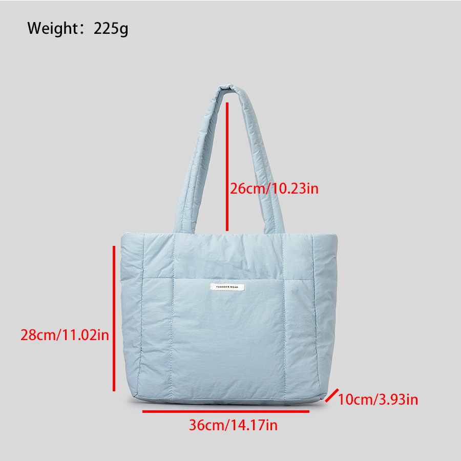 Casual Nylon Women Shoulder Bags Down Padded Lady Handbags Soft Simple Quilted Pillow Female Messenger Bag Ladies Fashion Tote Bag