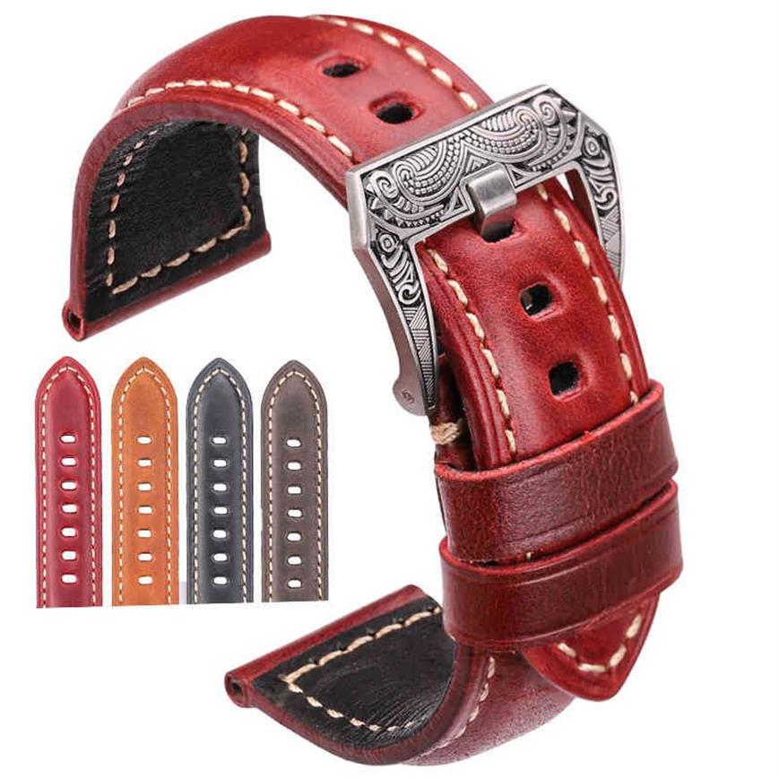 Cowhide Watch Strap Armband 20mm 22mm 24mm 26mm Women Men äkta läder WatchBands Clock Accessories346s