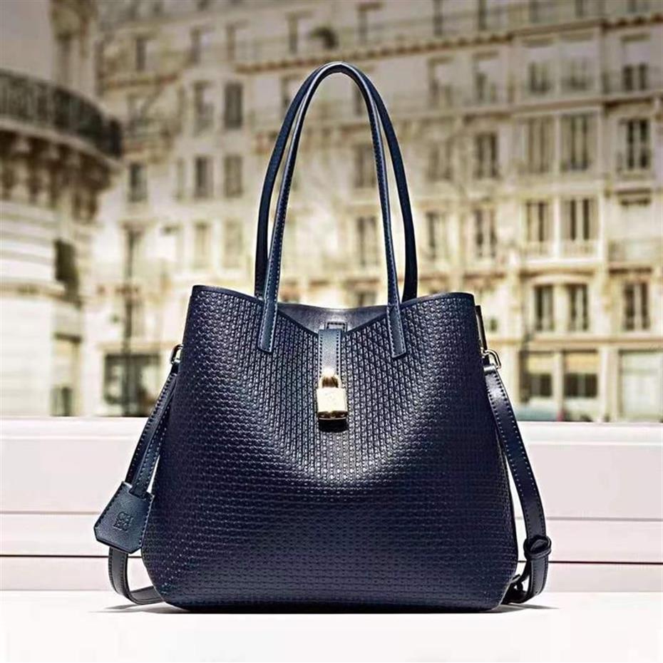 Evening Bags CHCH HCHC 100% Genuine Leather Embossed Tote Bag For Women 2022 Fashion Single Shoulder Handbags Designer Purse2361