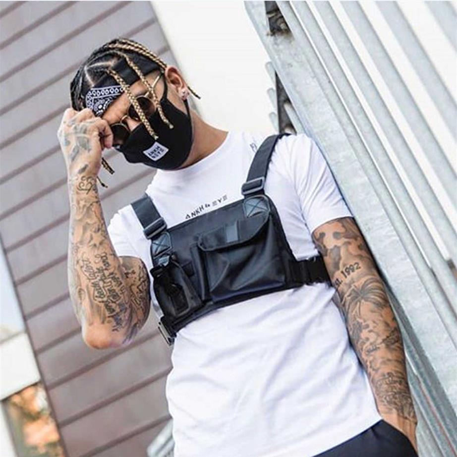 Street Style Tactical Chest Rig Bag Hip Hop Skateboard Militaire borsttas voor mannen Functionele taillepakketten Verstelbare vest T200228B