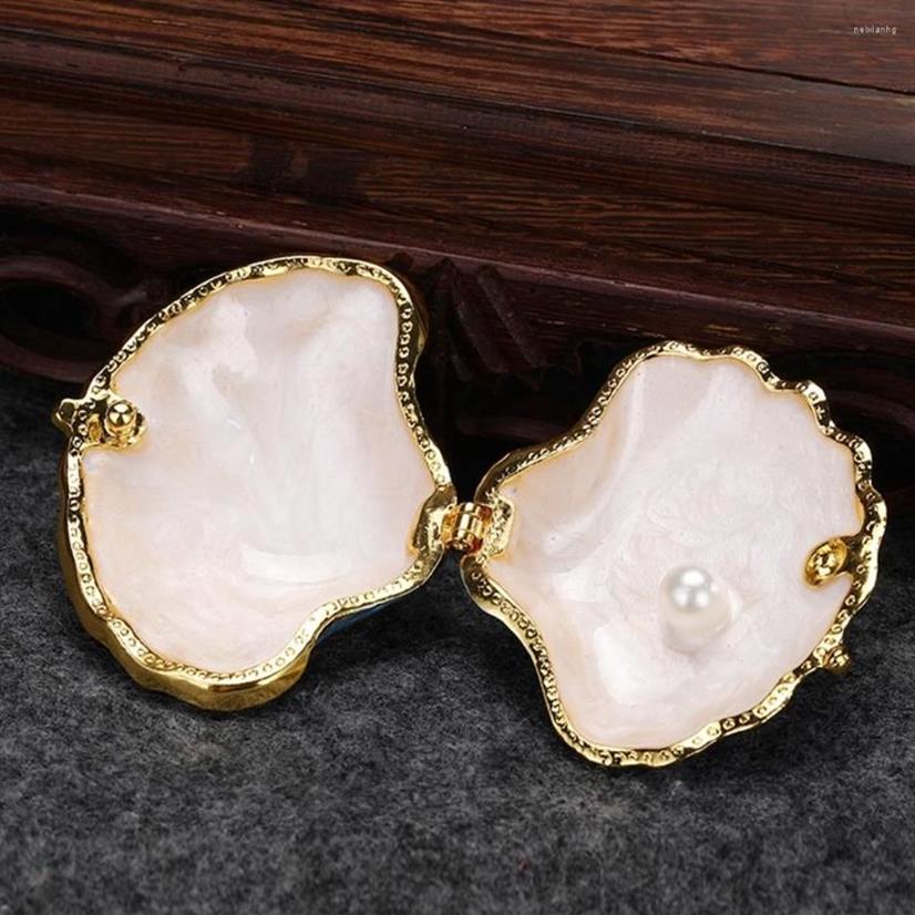 Garrafas de armazenamento Pearl Shell Articulado Caixa de Jóias Anel de Casamento Titular Vintage Mussel Seashell Estatueta Trinket Caso Criativo Gift228y