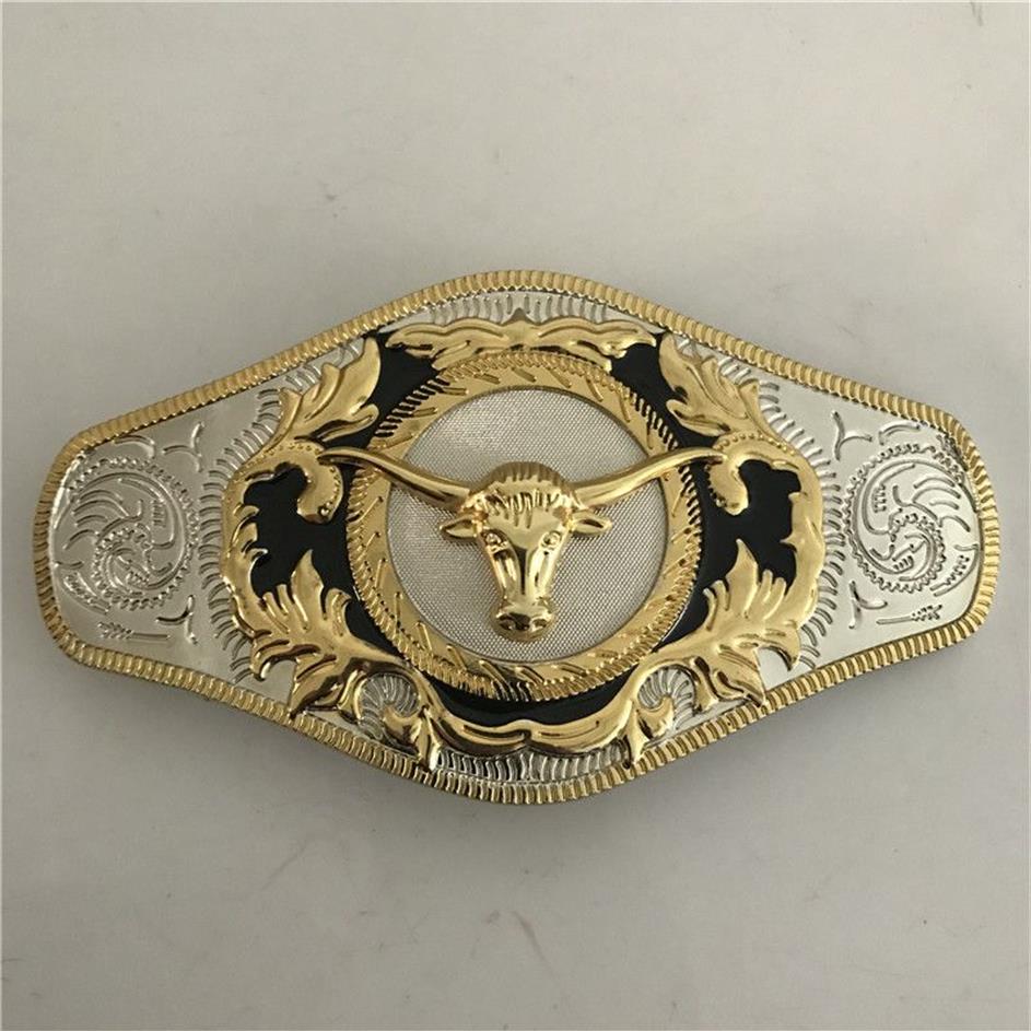 1 Stück große goldene Bullenkopf-Westerngürtelschnalle für Cintura Cowboy3011