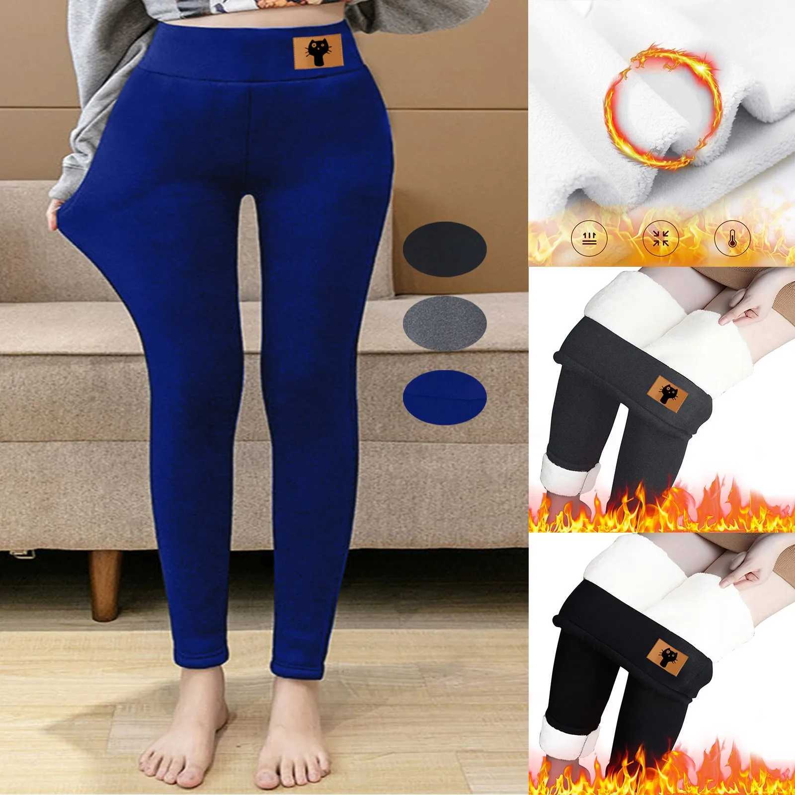 Leggings femininas Mulheres Leggings Inverno Grosso Veludo Cashmere Calças de Cintura Alta Manter Quente Skinny Tornozelo Calças Elásticas Legging Azul L5L231122