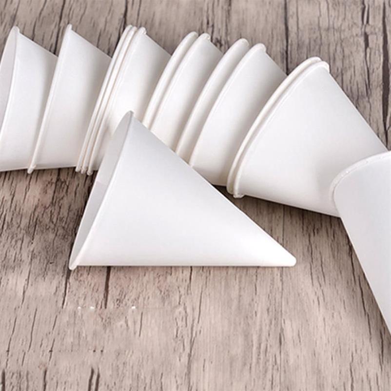 500 copos de papel cone descartáveis, recipiente branco de sorvete, copo de água ecológico para aeroporto, barraca de rua, restaurante, canudos 255u