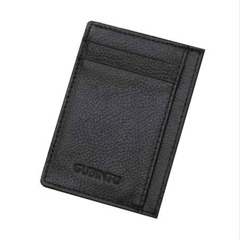 Gubintu Genuine Leather Men Men Slim Front Card Case Credit Super Thin Thin Card Card Trave Wallet Tarjetero Hombre303C