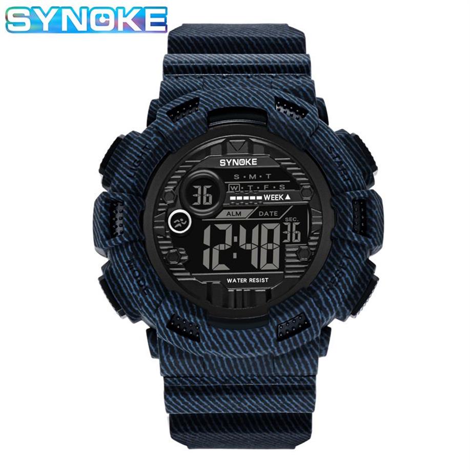 Synoke varumärke digitala armbandsur herrar vattentät cowboy klocka styvwatch sport thock militär handledsklocka relogio masculino 9629 2237y