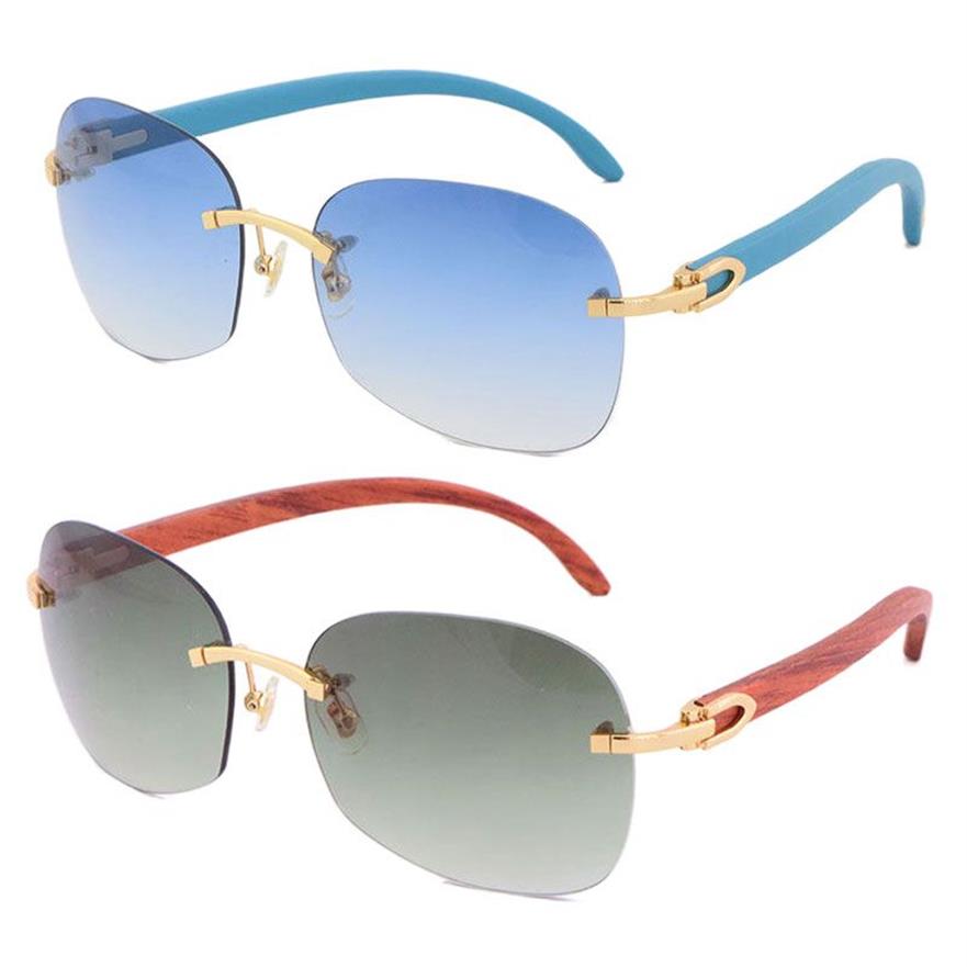 Vente de lunettes de soleil en bois sans monture 8100908 Cadre en métal Designer de haute qualité Homme et Femme 18K Gold305A