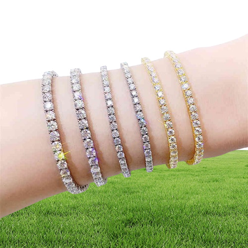 Hiphop One Row 3-5mmColor Tennis Chain Bracelets For Men 925 Silver Iced Out Moissanite Bracelet Pass Diamond Test6486644