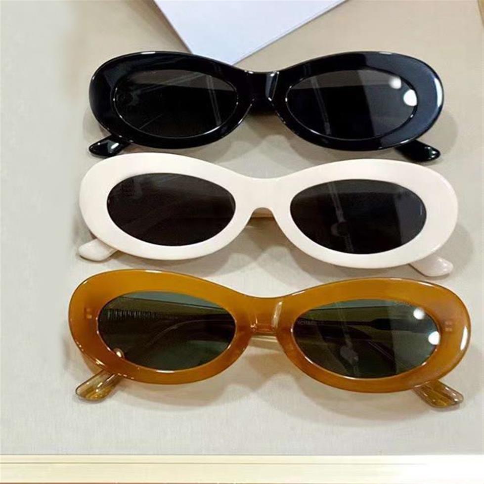 Pequeñas gafas de sol ovaladas blancas y grises para mujer Sonnenbrille gafa de sol Gafas de sol de moda Gafas de protección UV400 con estuche 284B