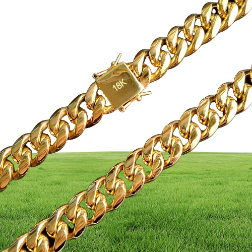 18K Gold Plated Necklace High Quality Miami Cuban Link Chain Necklace Men Punk Stainless Steel Jewelry 1311777