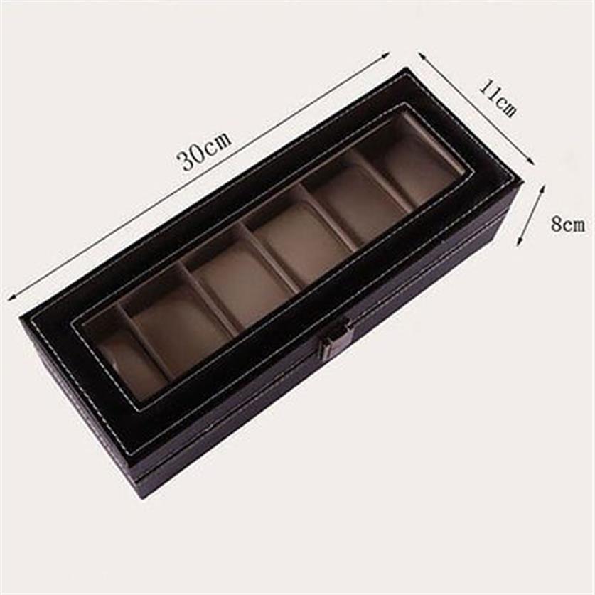 6 Grid Jewelry Watch Collection Display Storage Organizer Leather Box Case Storage Accessories305o