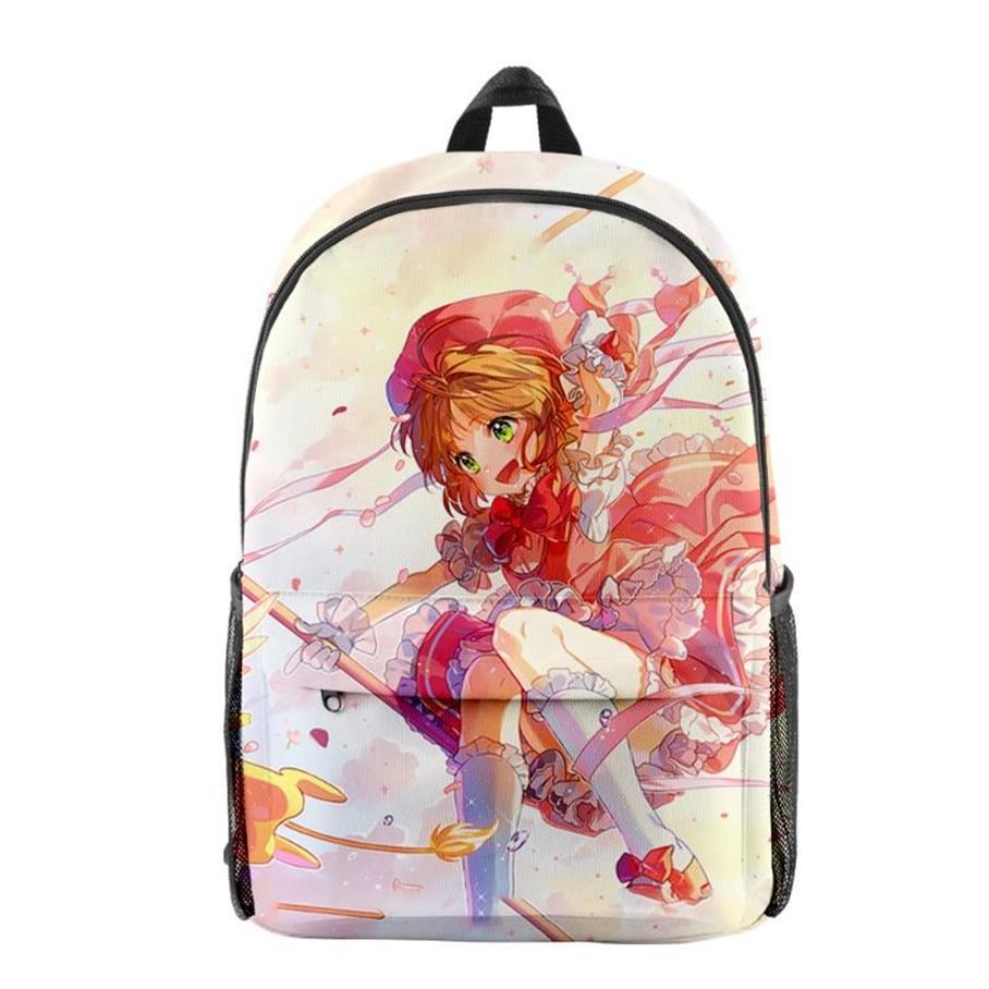 Zaino Card Captor Sakura Stampa 3D Uomo Donna Borsa da scuola Oxford ad alta capacità Ragazza adolescente Bambino Viaggio2551