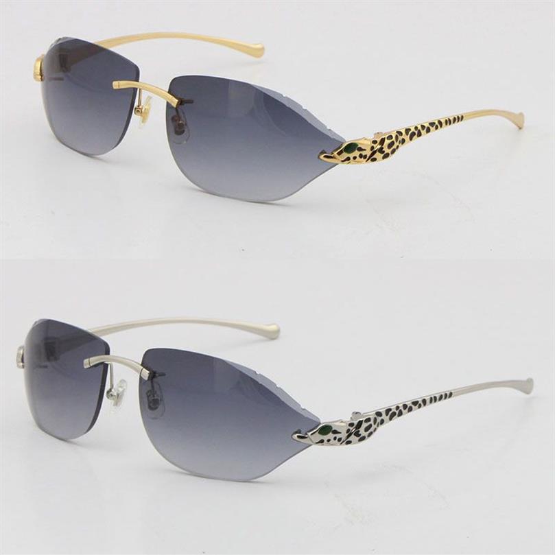 Randlose Mode-Leopard-Serie Gold-Sonnenbrille Metall-Fahrbrille Hochwertiger Designer UV400 3 0 Dicke rahmenloser Diamant C320Z