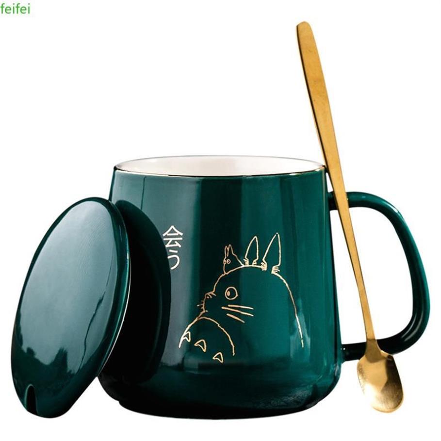 Tasses 550 ml dessin animé Totoro animaux tasse en céramique mignon couple tasse café lait enfants anniversaire cadeau 290n