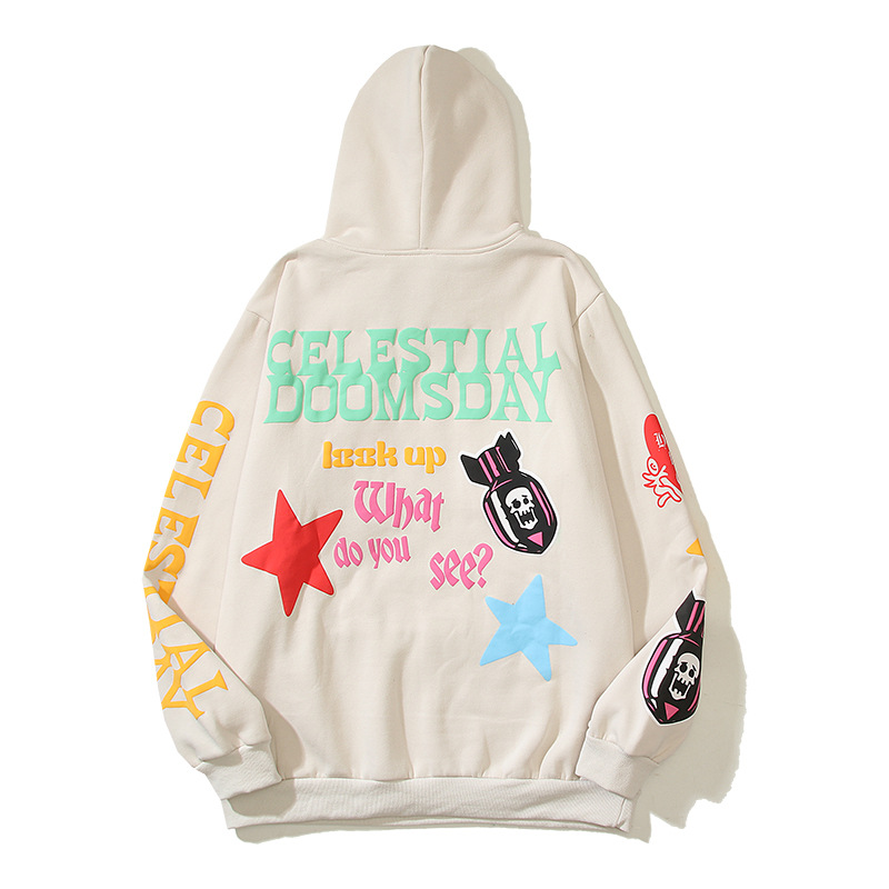 Ins Graffiti Star Hoodies Foam Print Lourding Hoodie