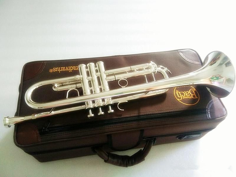 Imagem real Tiro Trompete de latão banhado a prata LT180S-43 Stradivarius Trumpet Horn Professional Bb Instrumentos Musicales Profesionales Bocal