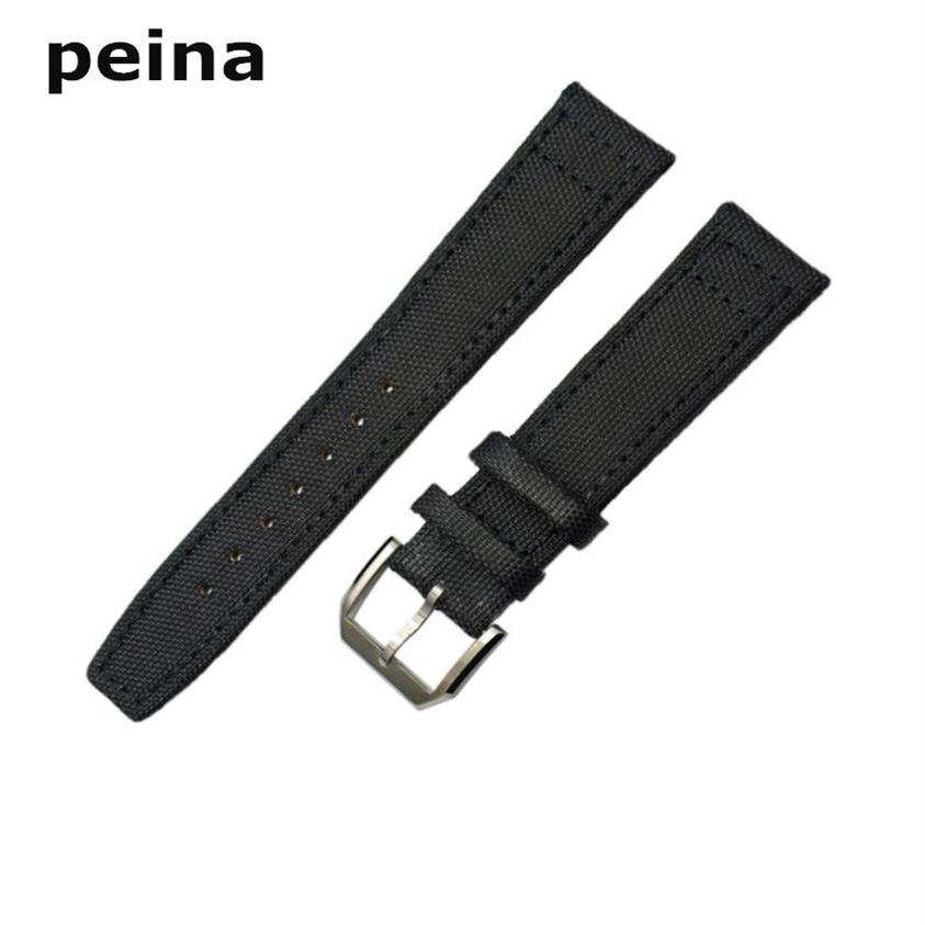 20 21 22mm NEW Black or Green Nylon leather bottom Pin buckle WATCH BAND strap For IWC Watch224s