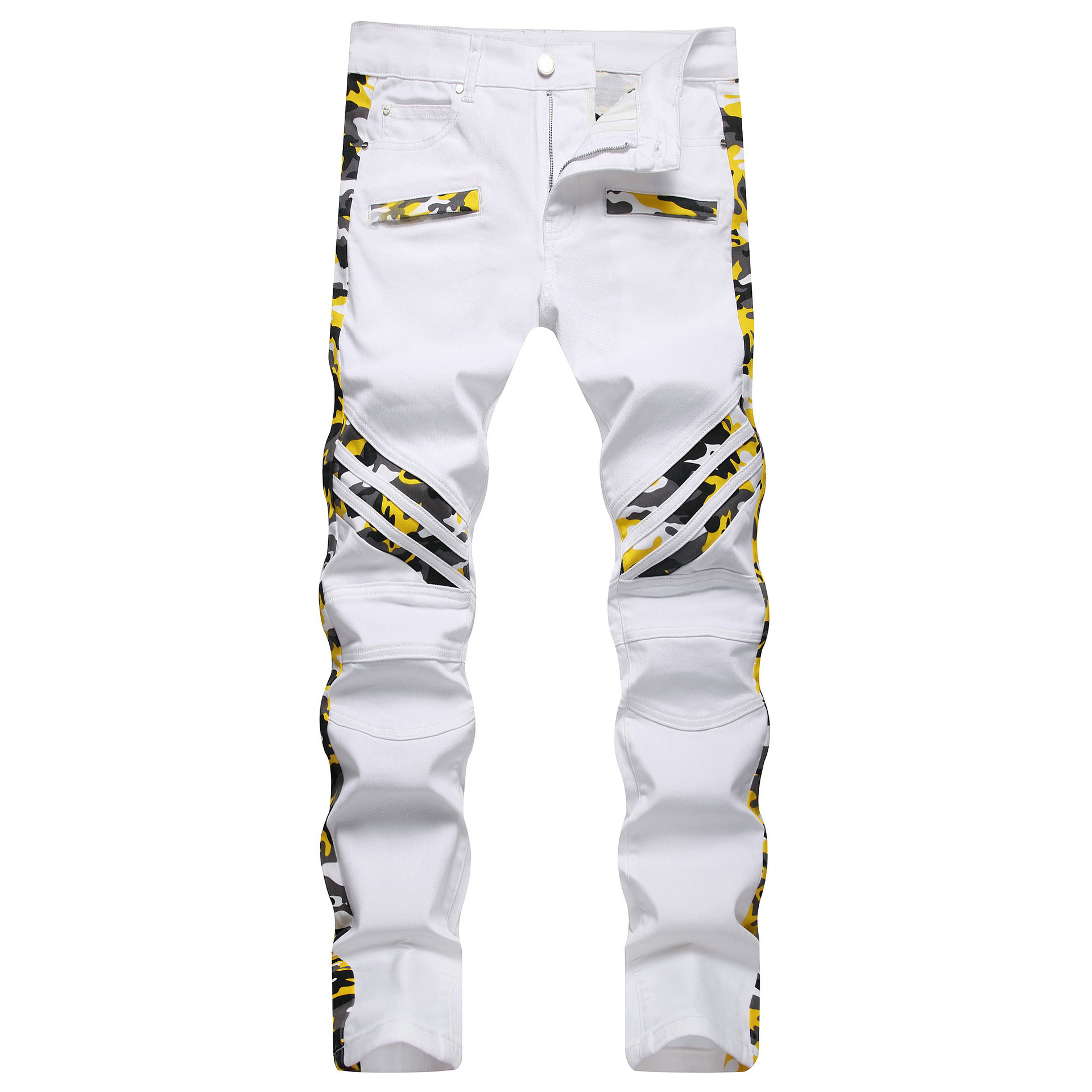Мужские джинсы Amirs с нашивкой 2023, дизайнерские модные брюки из кешью, крутые стильные модные брюки с рваными цветами для отдыха, белые, облегающие, High Street