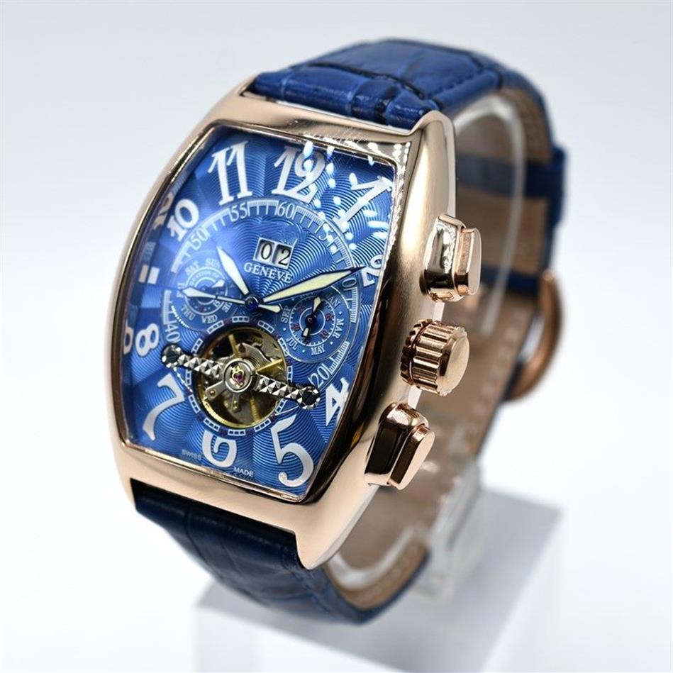 tourbillon automatische mechanische lederen herenhorloges mode holle skelet dag datum mannen designer horloges hele heren geschenken sa249q