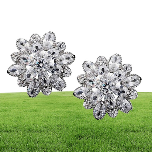 Choucong fleur forme goutte boucle d'oreille 5A zircon 925 argent Sterling fiançailles mariage boucles d'oreilles pour femmes bijoux de mariée 3364590