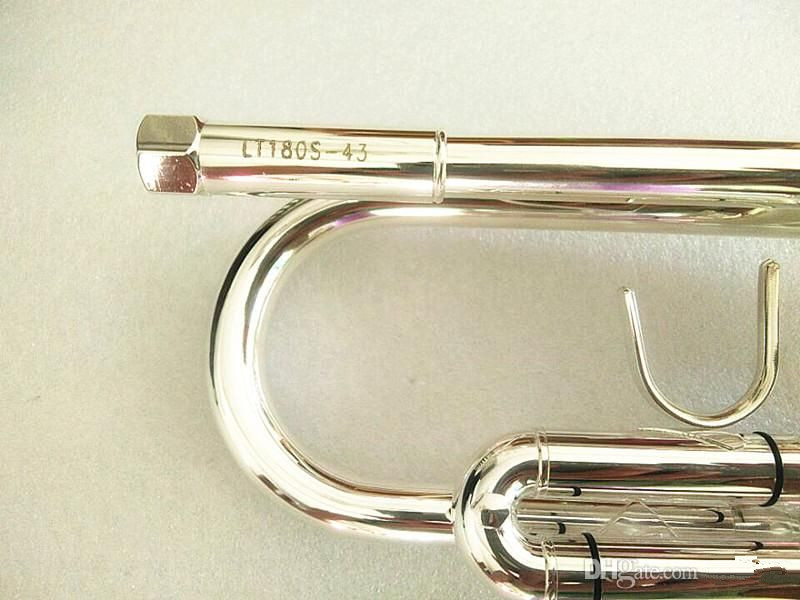 Real picture Shooting Brass Trumpet Silver Plated LT180S-43 Stradivarius Trumpet Horn Professional Bb Instrumentos Musicales Profesionales Mouthpiece
