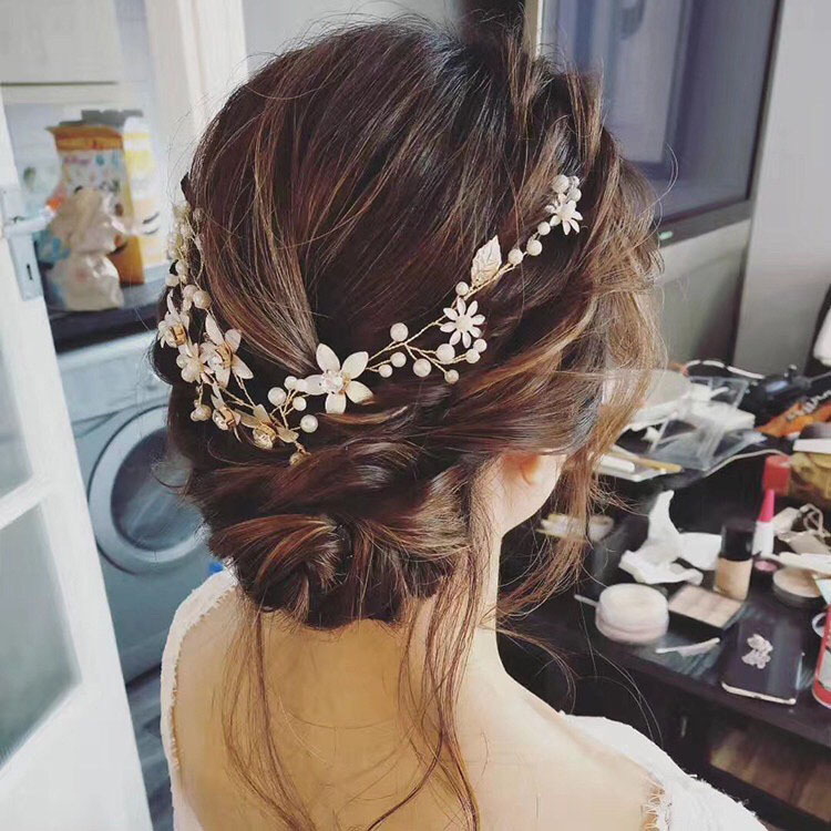 Mode parels metalen bloemen bladeren bruids headpieces haarclips goud zilveren vrouwen haarband tiara bruiloft haaraccessoires voor bruid cl3057