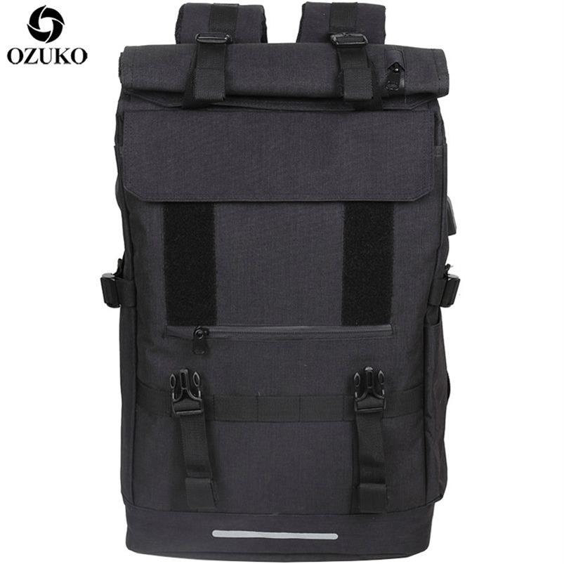 OZUKO 40L Large Capacity Travel Backpacks Men USB Charge Laptop Backpack For Teenagers Multifunction Travel Male School Bag 211203244d