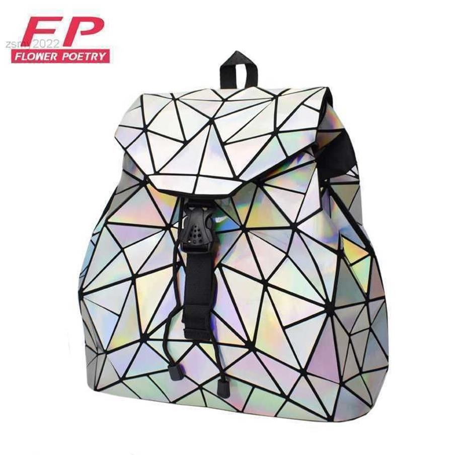 أزياء نساء الرباط على ظهر حقيبة الظهر الهندسية للبنات في سن المراهقة الفتيات Bagpack Holographic Ladies Bao Bag SAC257Q