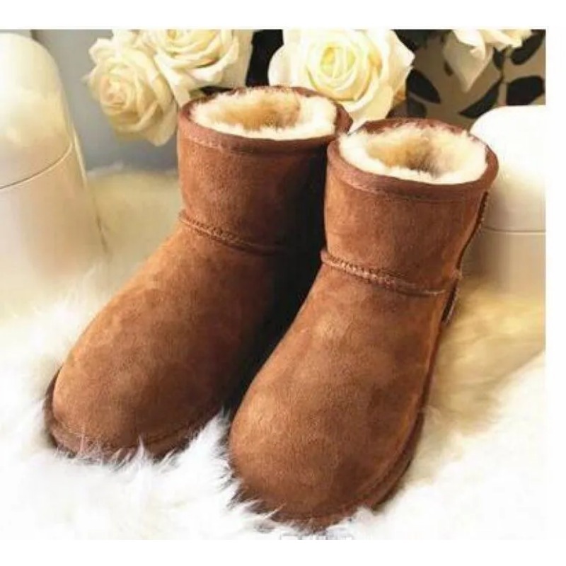 Botas casuais femininas quentes inverno clássico manter quente curto mini bota de neve marca feminina popular botas de couro genuíno moda botas de neve femininas