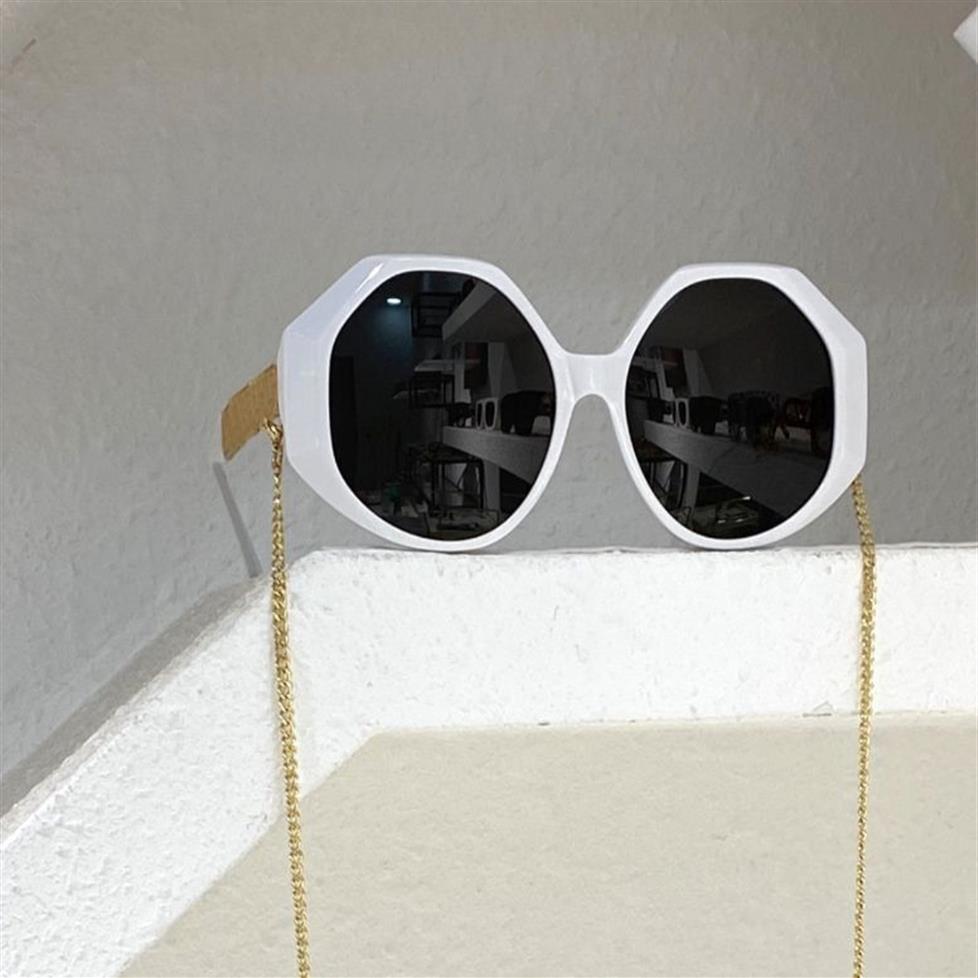 Polygon Shape Sunglasses Gold Black Dark Grey Lens with Chain Sonnenbrille occhiali da sole uv400 protection with box208H