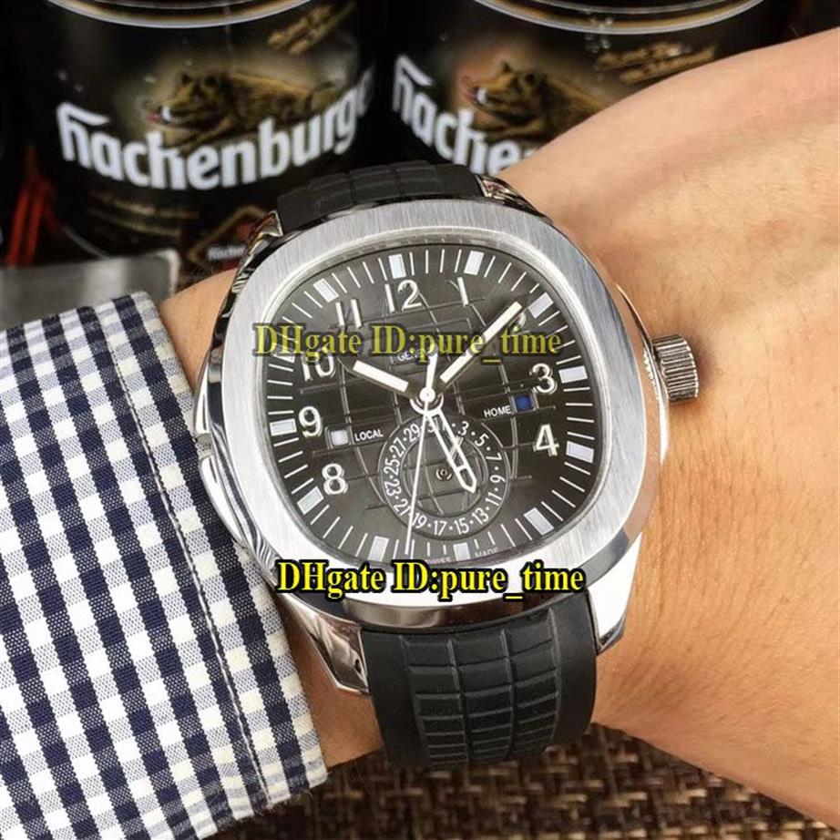 Aquanaut 5164 mostrador cinza 5164A-001 asiático 2813 relógio automático masculino caixa de aço 316L pulseira de borracha qualidade barato novos relógios308L
