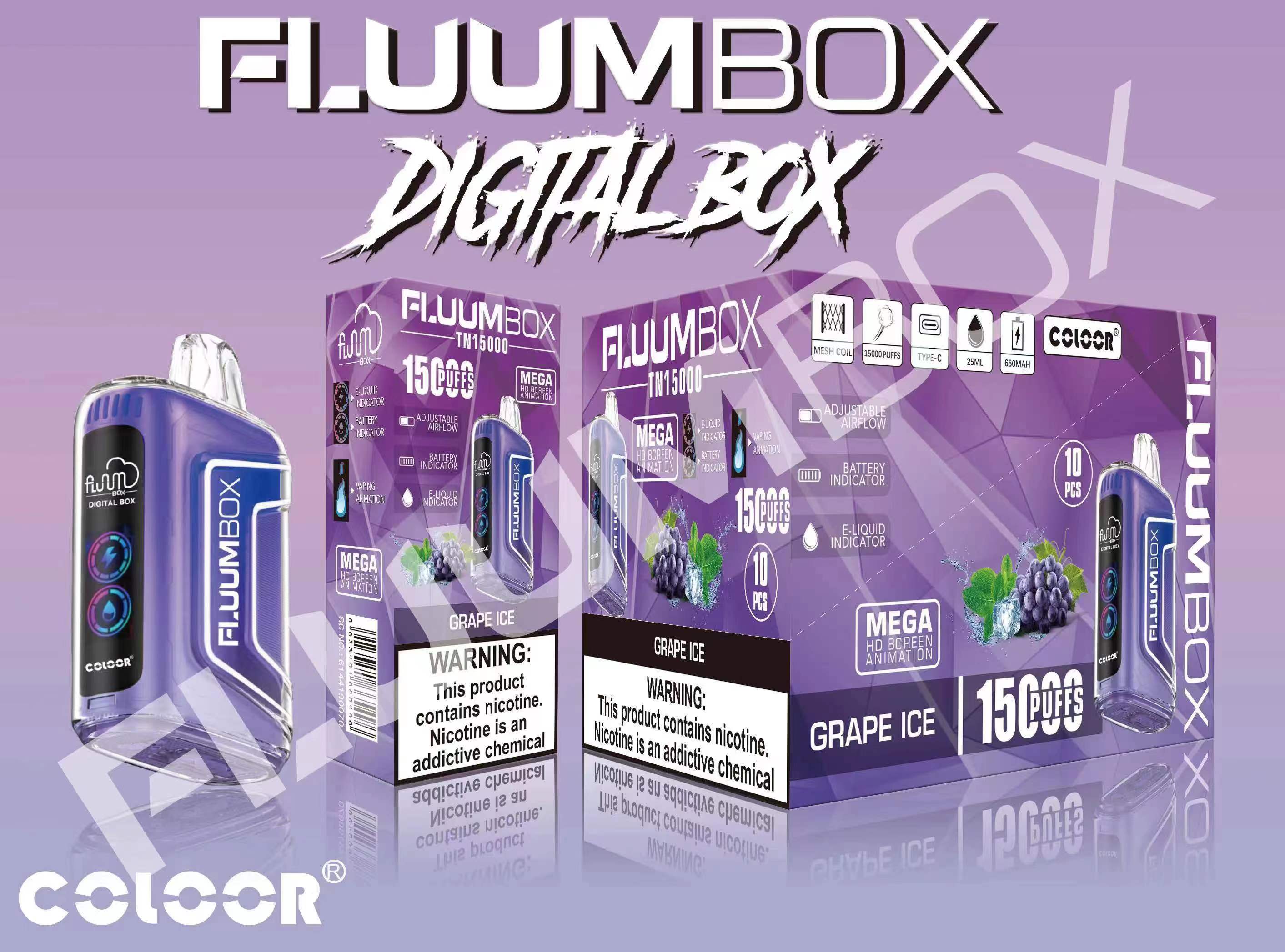 FluumBox Caixa Digital Tn15000 PUFFS 15000 E líquido 23ml Bateria 18250 650mah Resistência 1.1ohm Bang Fluum box 15000 fluum 15000