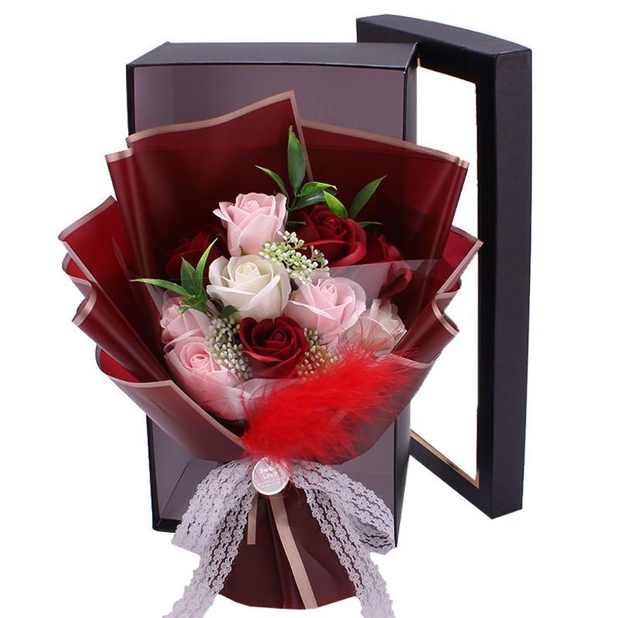 11 pezzi di fiori di sapone creativi fatti a mano bouquet di rose confezione regalo simulazione fiore decorativo San Valentino compleanno Decor258K